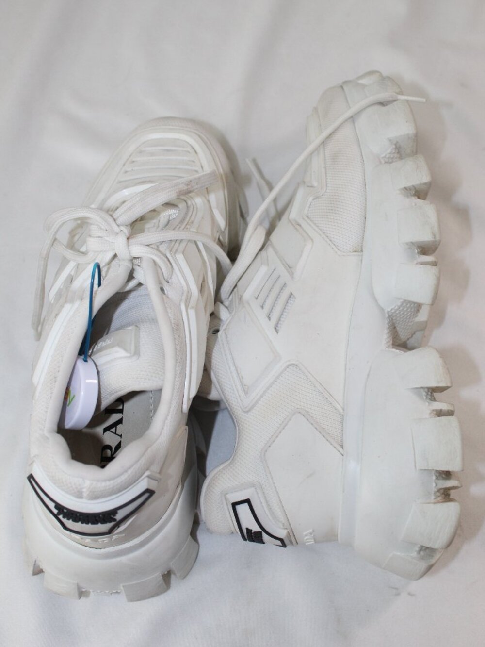 PRADA Cloudburst Thunder Sneakers Trainers Chunky Sole Lace Up White 38.5 - Picture 2 of 11